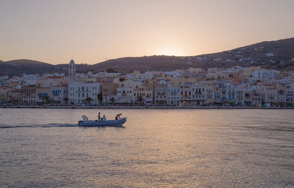 Stunning sunsets over the town of Ermoupoli, one of the many reasons tourists visit Syros island.