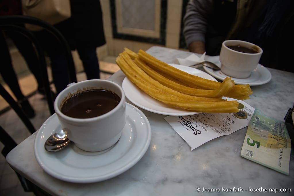 Hot chocolate and churros at Chocolateria San Gines.