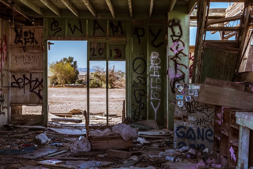 Graffiti in an abandoned Salton Sea home