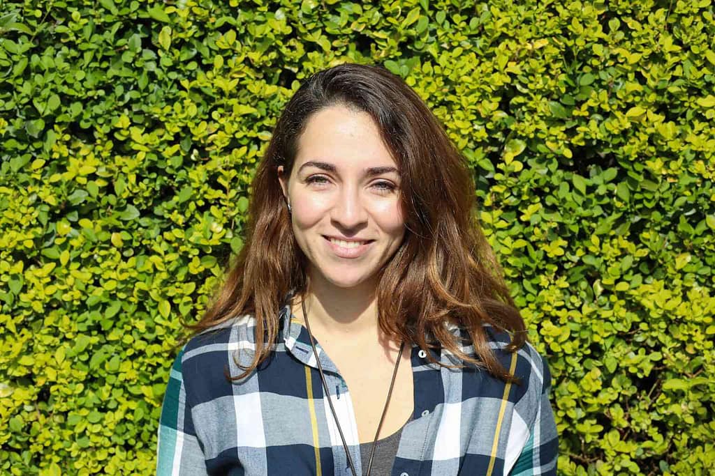 Portrait of a travel blogger in springtime in London.