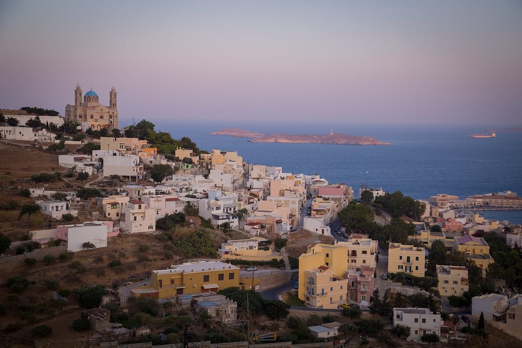 One of the best places from which to view the sunset in Syros, from Ano Syros.