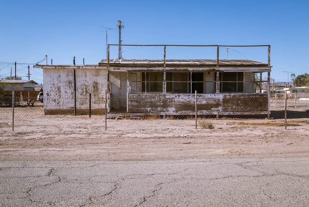 Abandoned home exterior in Bombay Beach