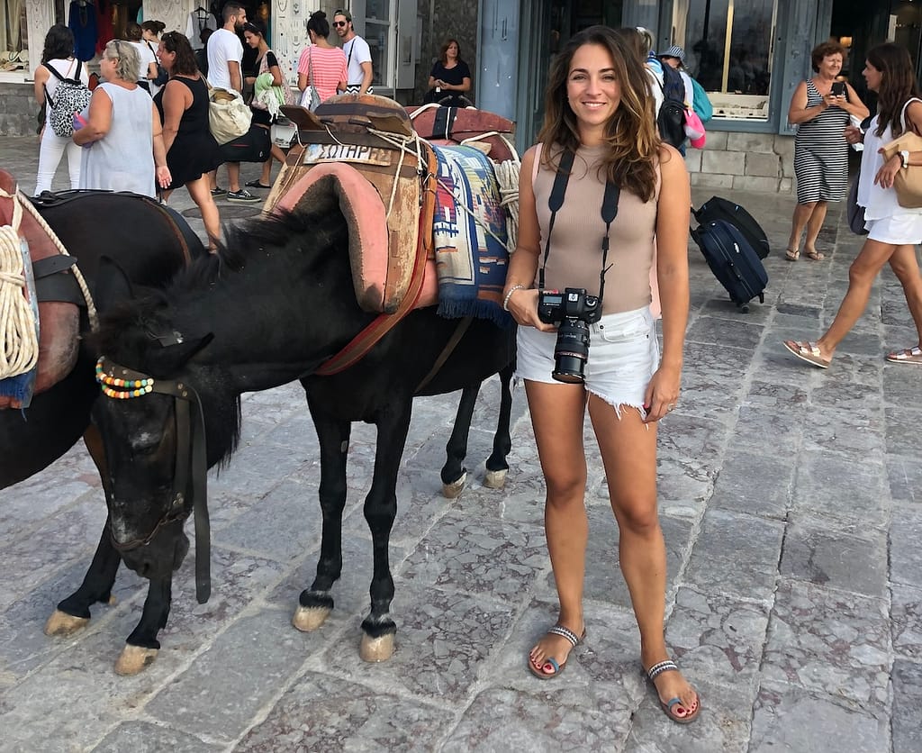 Posing next to Hydra's famous donkeys