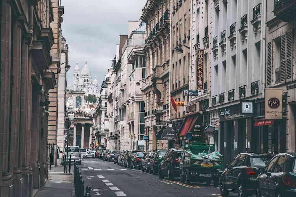 Looking up at Montmartre from Nouvelle-Athenes.