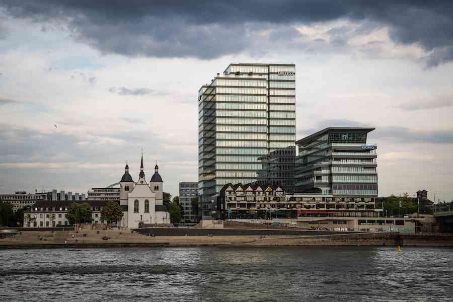 Old and new buildings right next to each other