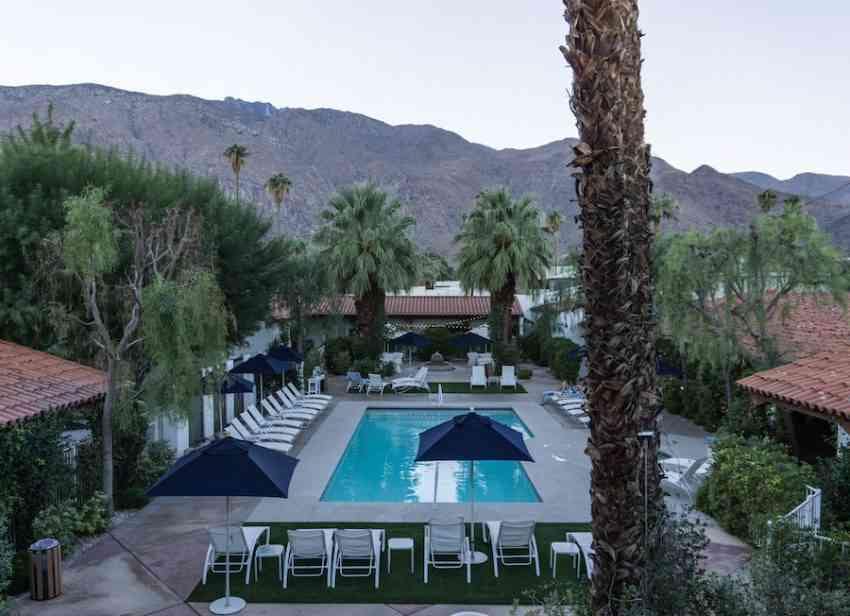 A bird's eye view of the Alcazar, one of Palm Springs' best boutique hotels.