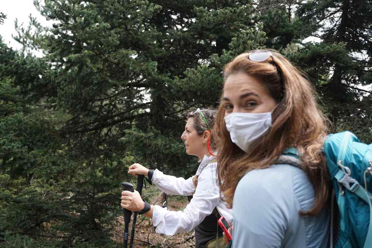 Masked up while climbing Parnitha