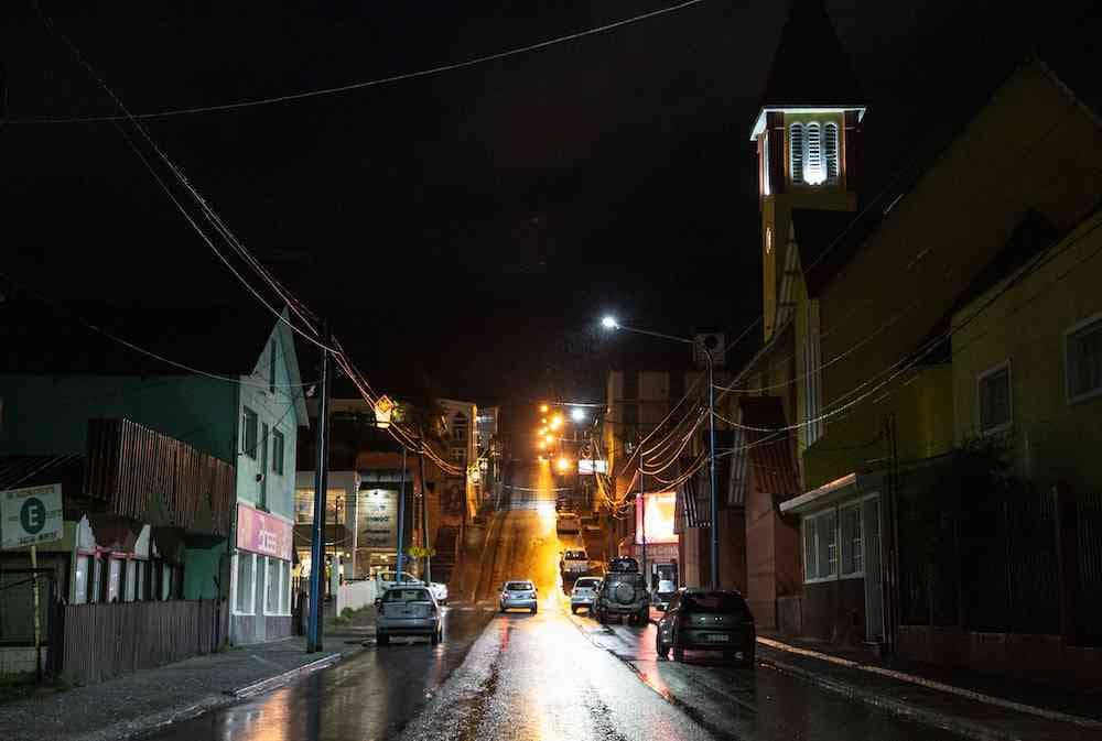 Dark main street of Ushuaia - don't let these views fool you, there are plenty of things to do in Ushuaia