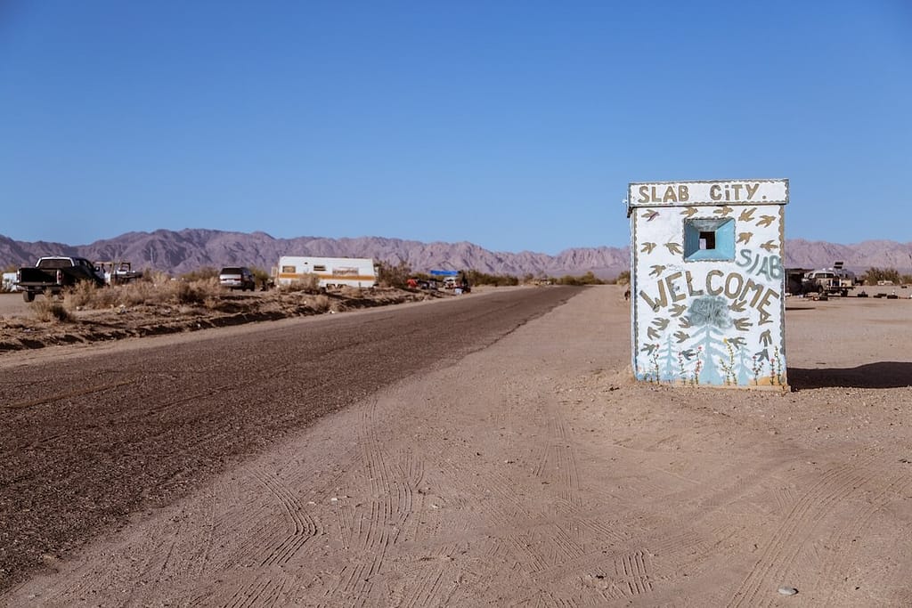 The entrance to Slab City, California