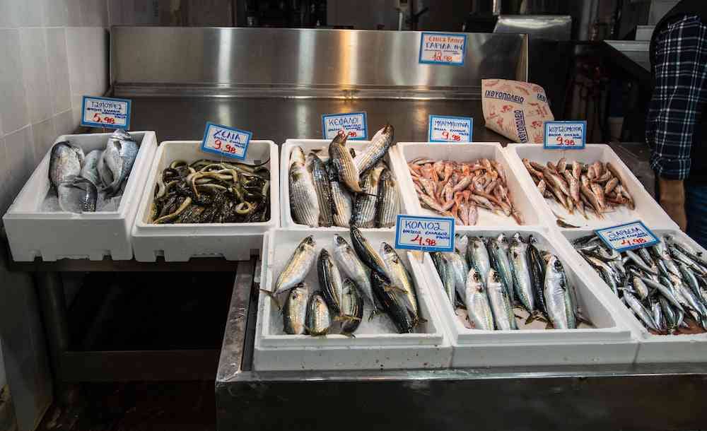 Fresh fish at Athens Central Market