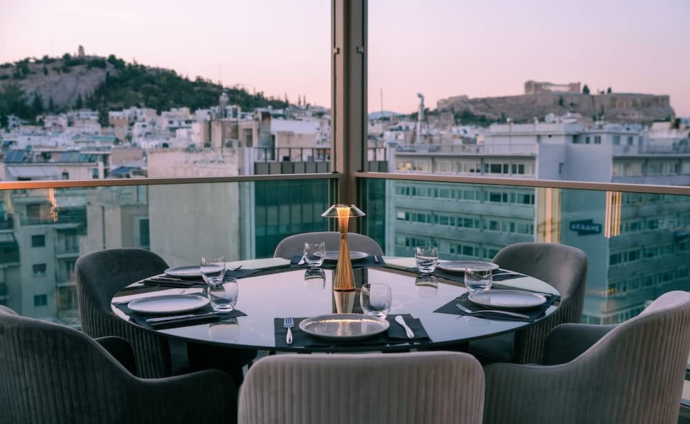 Dining table in Zale rooftop in Athens