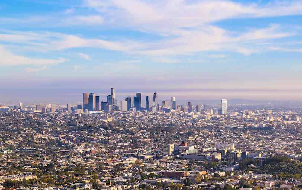 Clear skies and a downtown view of LA.