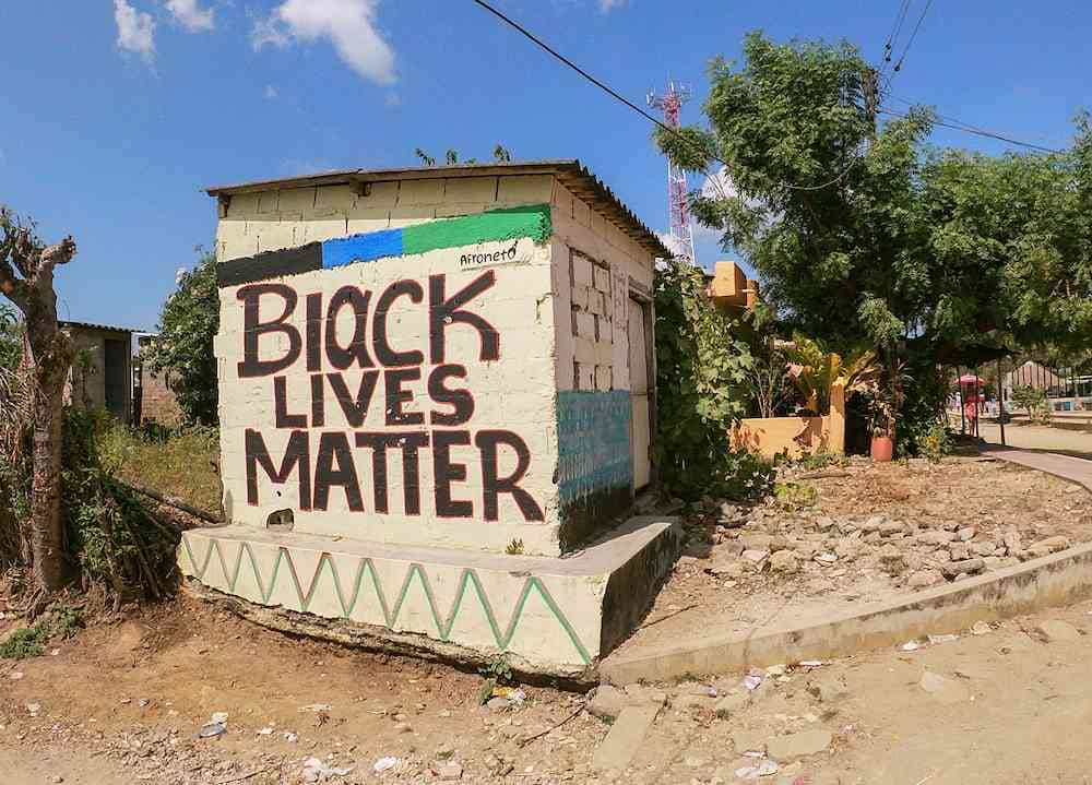 Black Lives Matter painted on a wall in Palenque