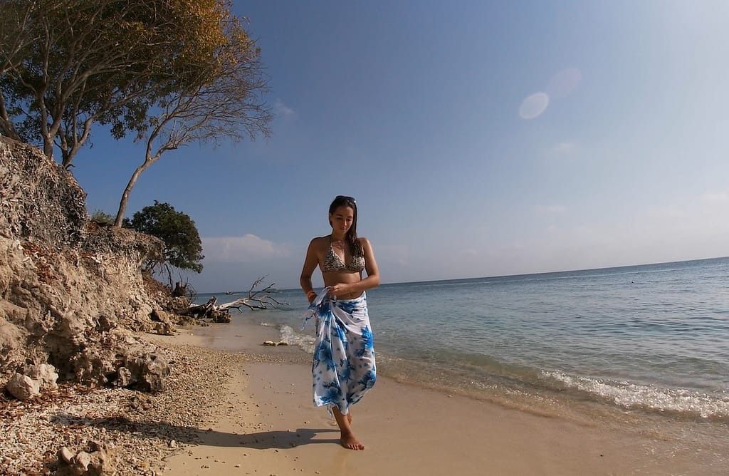 Walking on the beach of Isla Grande outside Cartagena, Colombia.