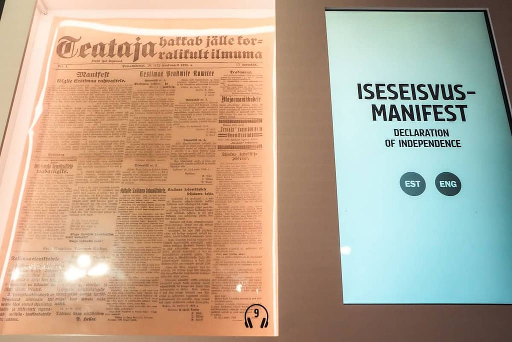 The Estonian Declaration of Independence, housed in the country's history museum. Of the many fun facts about Estonia: the country has declared independence from the Soviet Union twice.