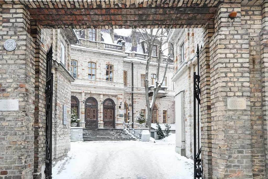 The ornate, stunning entrance to the Estonian Academy of Sciences. Fun facts about Estonia: according to statistics, Estonians are one of the smartest, most literate, and avid book readers on the planet.