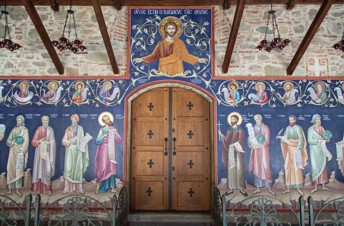 Classic Orthodox murals at Great Meteoron Monastery.