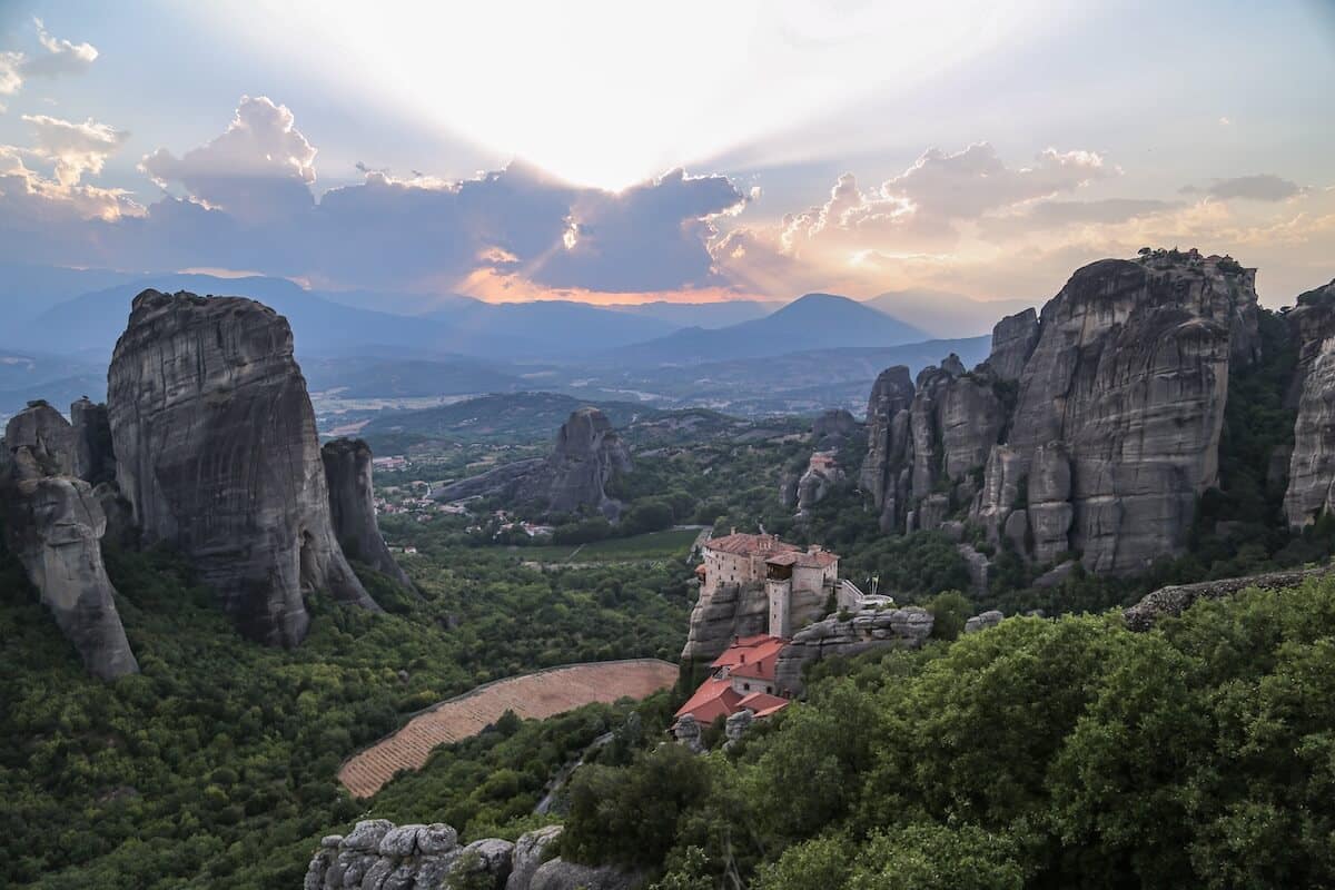 The view at sunset from Psaropetra lookout.