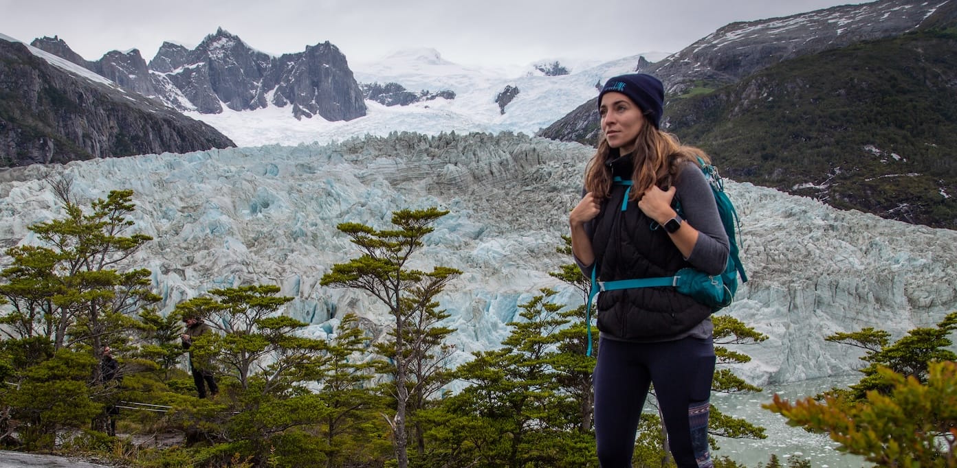 Joanna exploring Patagonia for her adventure travel blog