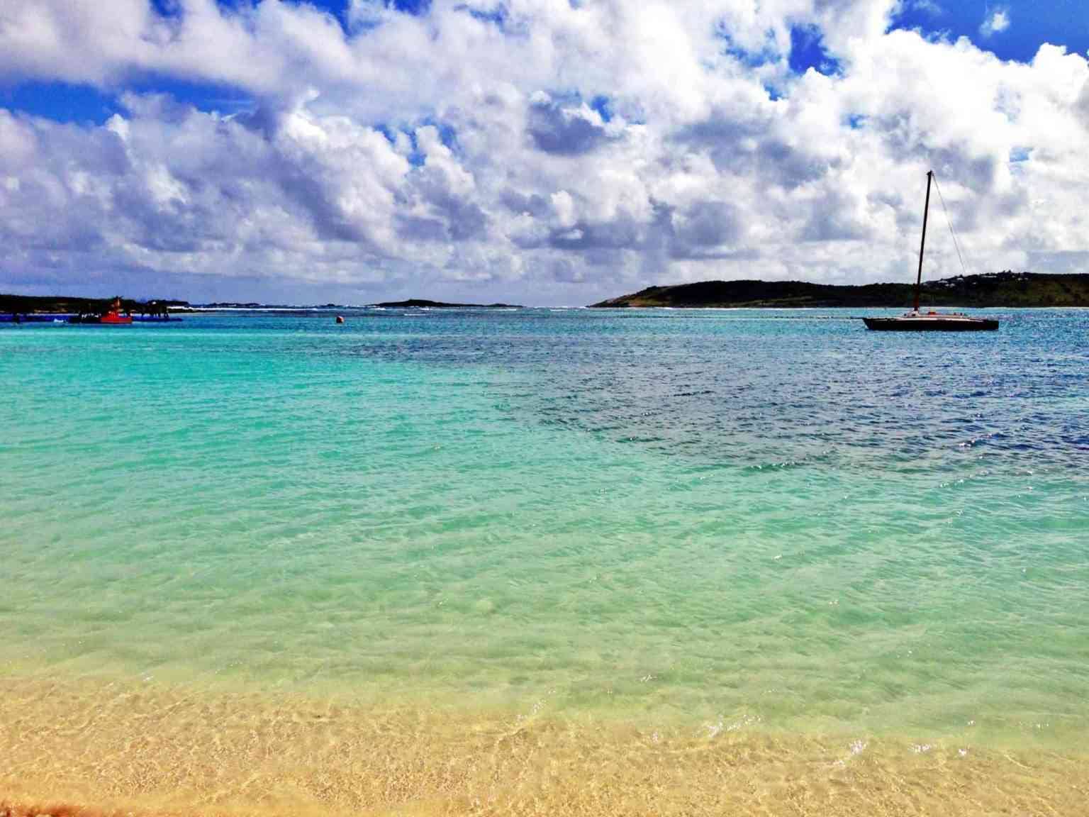 The clear, blue waters of Le Galion Beach in St. Maarten.