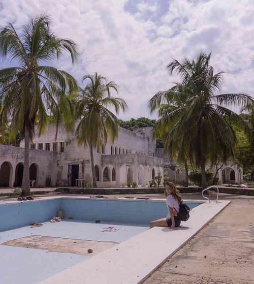 Outside Pablo Escobar's abandoned home on Isla Grande