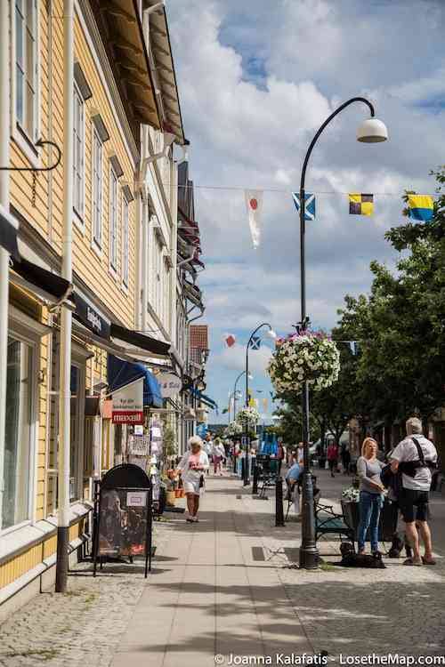 Walking down one of the island's main streets.