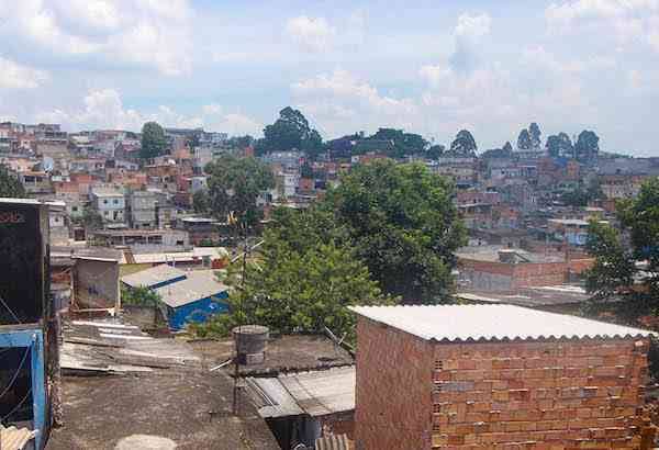 The skyline of a favela outside Sao Paulo, Brazil.