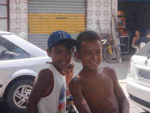 Children posing for the camera in the favela.