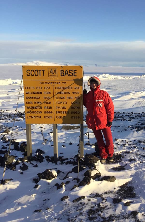 Jen Sorensen at Scott Base in Antarctica.