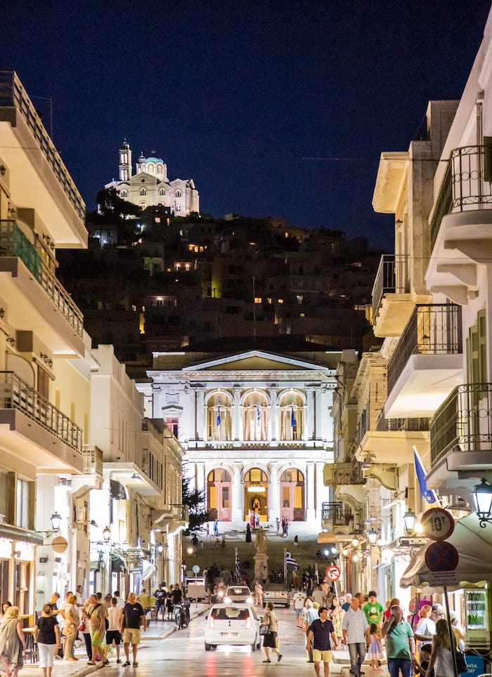 View of Miaouli Square at night