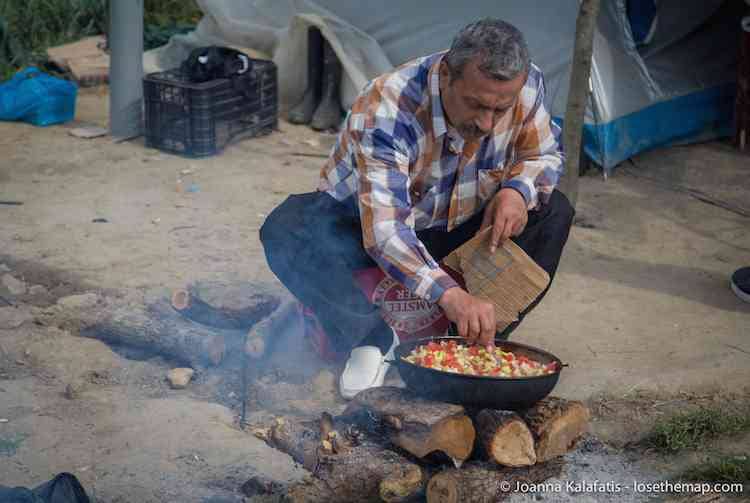 Preparing Food in the refugee camp