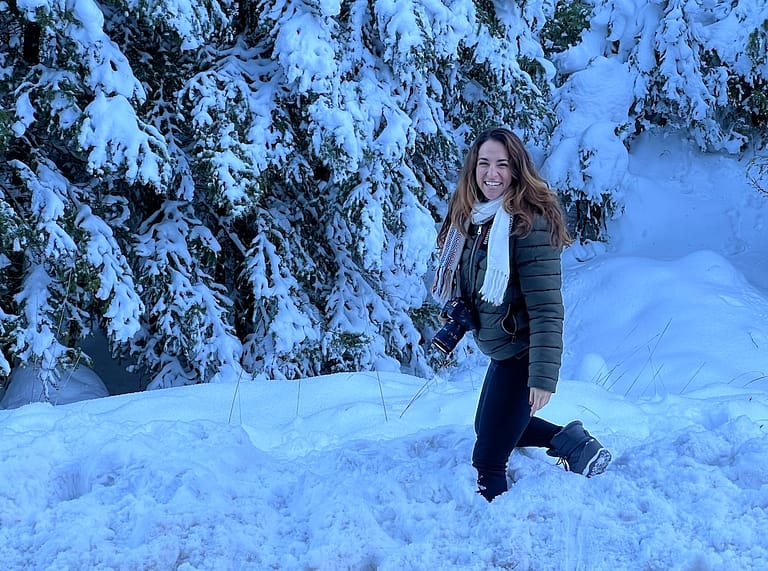 Snow during winter in Greece