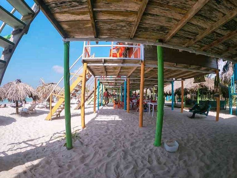 Eco hotels lining the beach of Isla Baru