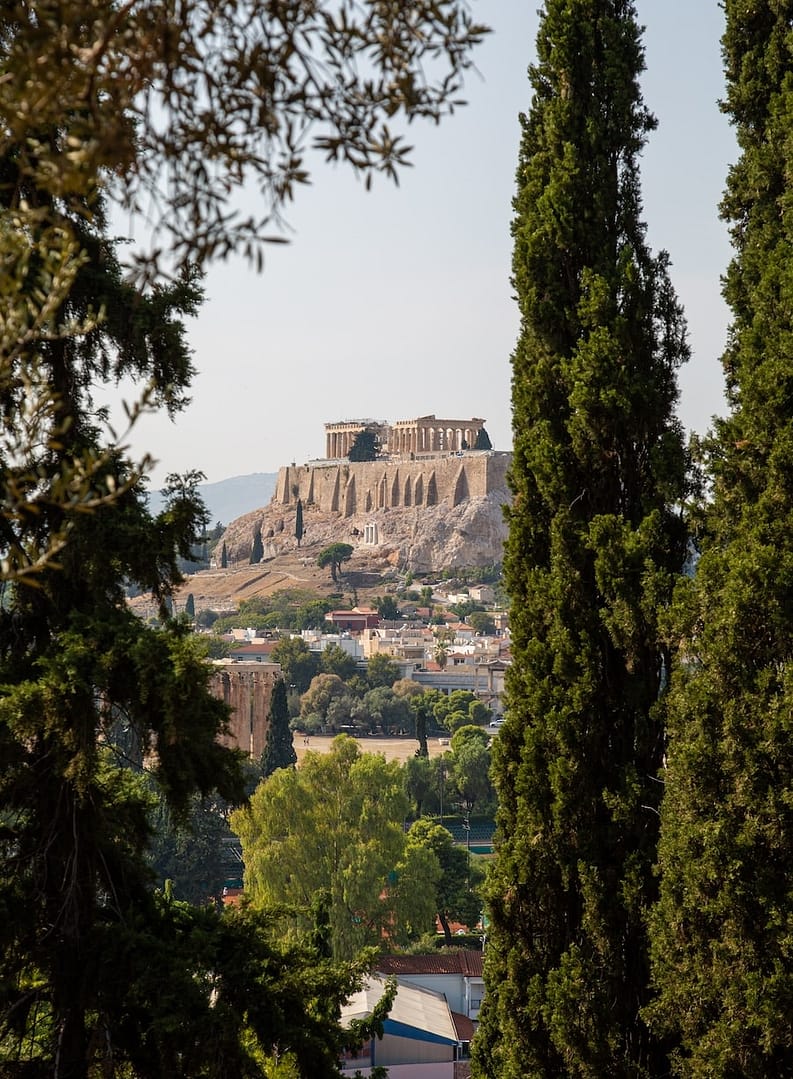 View of Acropolis through the trees