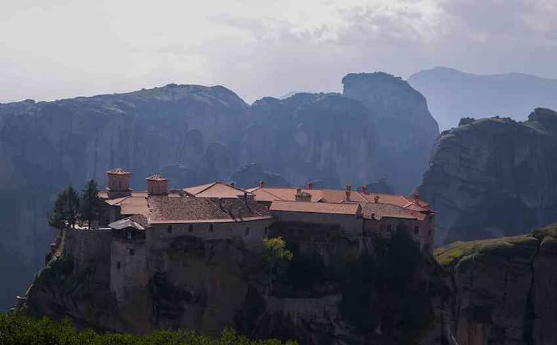 Monastery Roof and Cliffs in Meteora