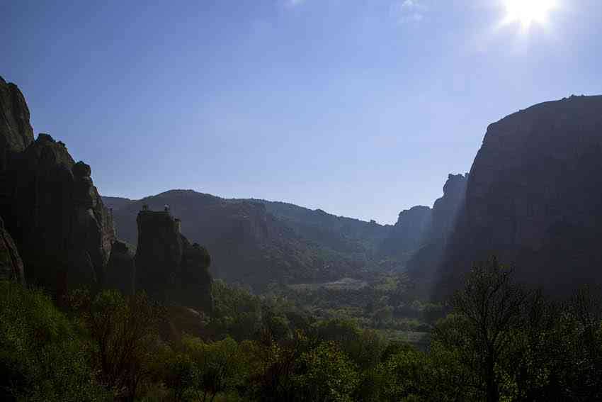 meteora morning sun in valley