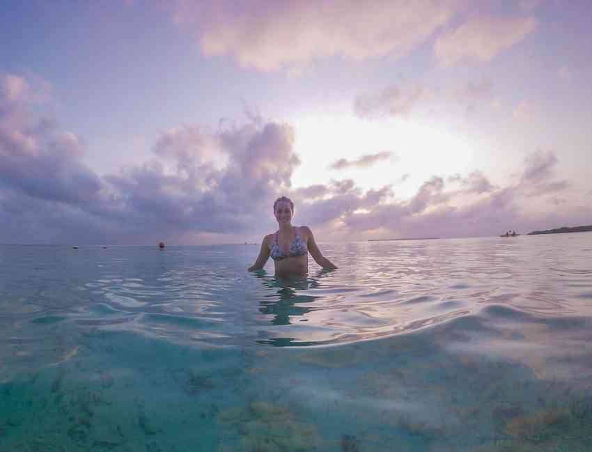 A beautiful sunset on an isolated beach on Isla Grande