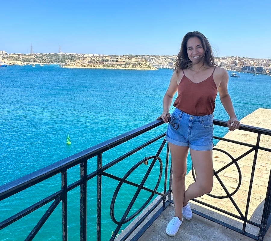 Smiling at Lower Barrakka Gardens in Valletta